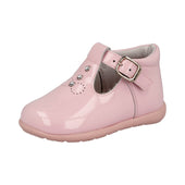 Andanines Girls Rhinestone T-Bar Shoe in Pink Patent with Pink Sole